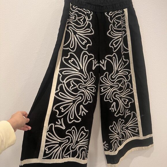 Women's ANTHROPOLOGIE Black Linen Blend Somerset Wide Leg Crop Pants Size Medium - Picture 3 of 11